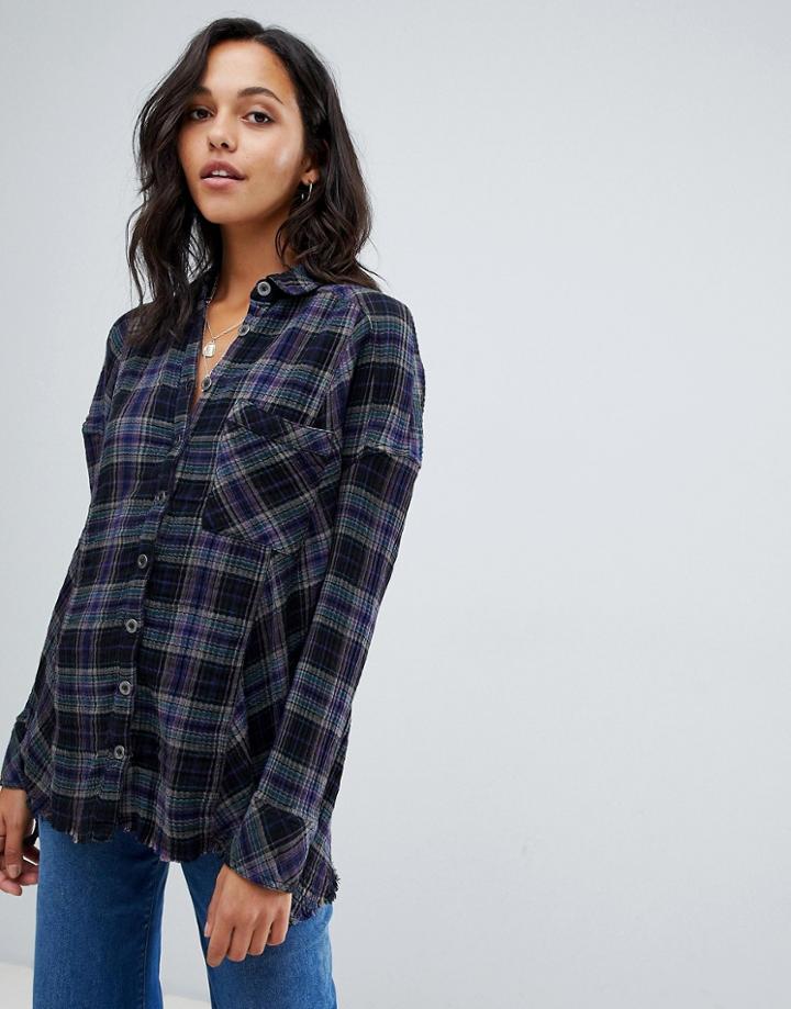 Free People Juniper Ridge Check Shirt-black