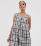 Collusion Petite Check Drop Armhole Smock Mini Dress - Multi