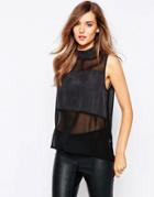 Y.a.s Charlo Sleeveless Top With Cupro Panel - Black