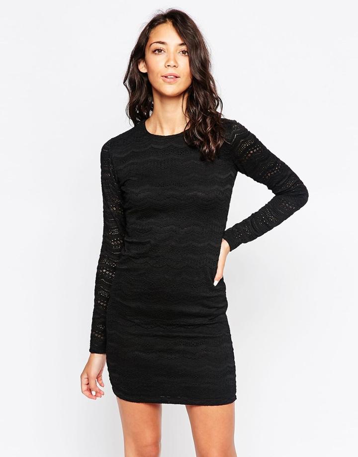 Motel Heidi Dress In Eyelet Lace - Black