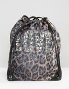 Love Moshino Leopard Print Nylon Drawstring Backpack - Verde