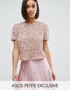Asos Petite T-shirt With Scattered Embellishment - Beige