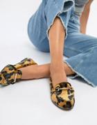Asos Design Maderia Flat Shoes In Leopard Print - Multi