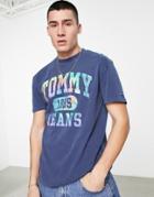 Tommy Jeans Collegiate Tie Dye Logo Classic Fit T-shirt In Navy