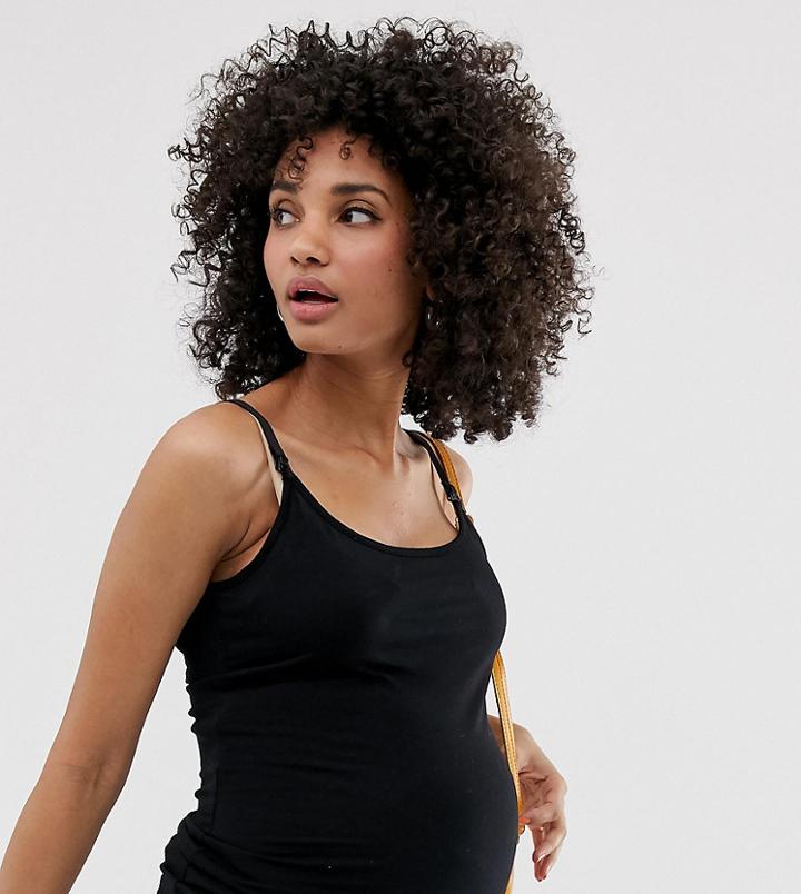 Asos Design Maternity Nursing Cami With Clips - Black