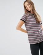 Asos T-shirt In Retro Stripe With Tipping - Multi