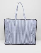 Asos Hero Oversized Stripe Beach Bag With Navy And White Stripe - Multi