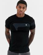 G-star Panel Logo Slim Fit T-shirt In Black/ Teal