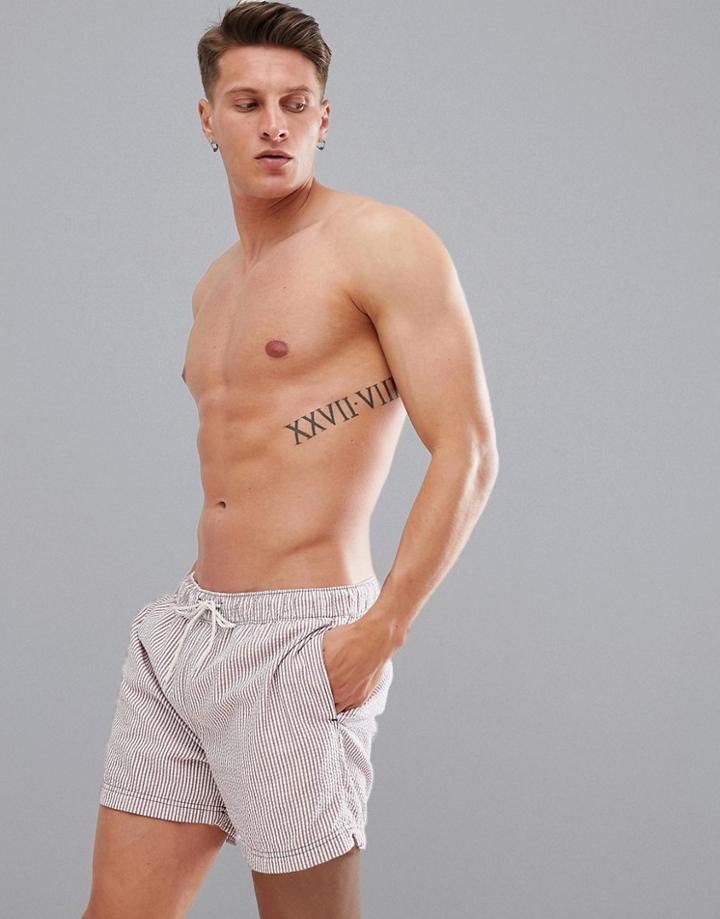 Selected Homme Seersucker Swim Shorts - Red