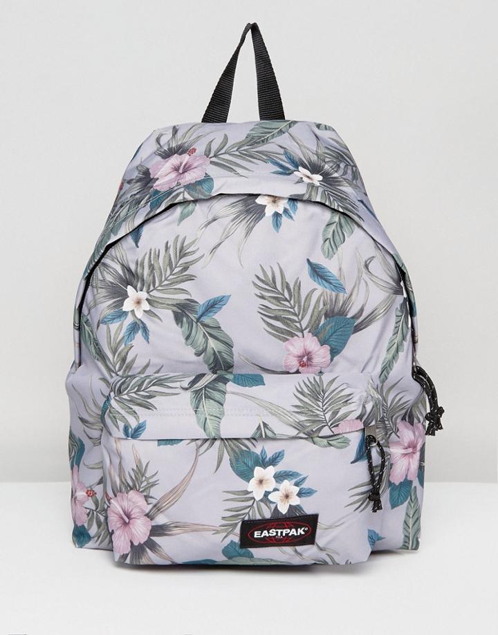 Eastpak Padded Pak R Backpack In Gray Hawaiian Floral Print - Multi