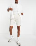Asos Design Natural Linen Mix Slim Smart Shorts In Ecru-white