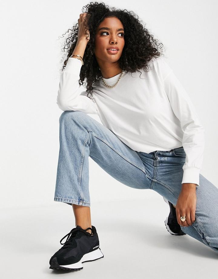 Vero Moda Aware Long Sleeve Cotton T-shirt In White - White