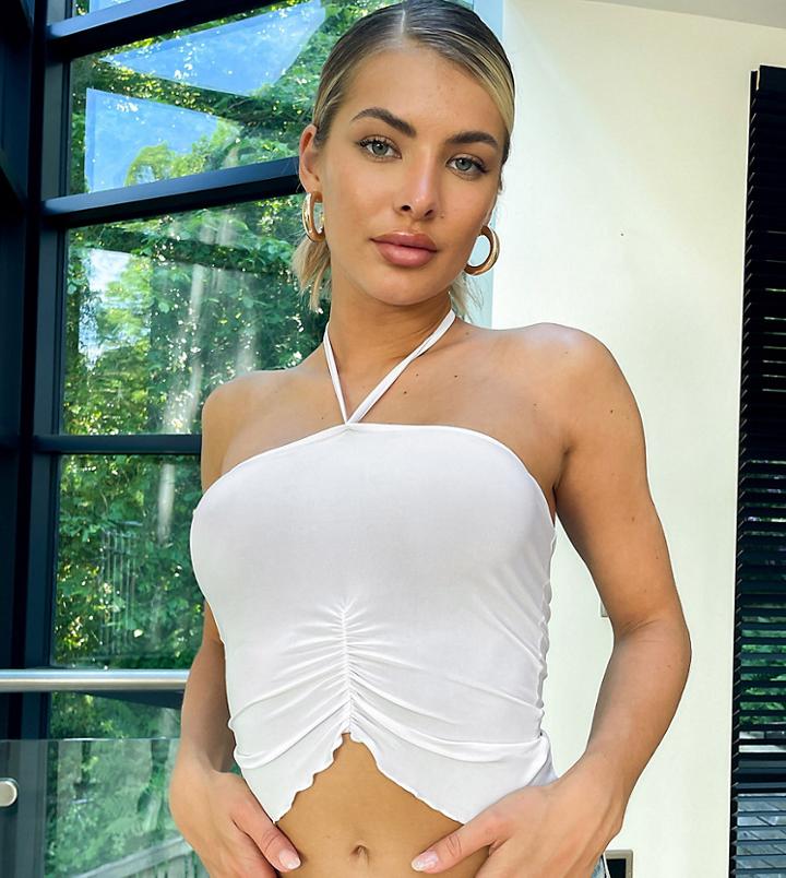 Asyou Split Hem Halter Top In White