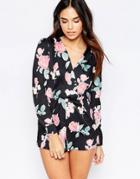 Oh My Love Wrap Over Romper - Dusky Vintage Rose