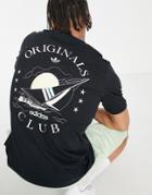 Adidas Originals 'sports Resort' Sailing T-shirt In Black With Back Graphics