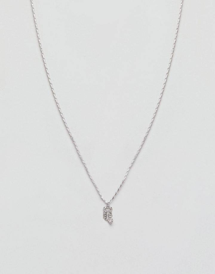 Asos Design Necklace With Scorpion Pendant In Silver - Silver