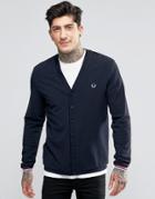 Fred Perry Cardigan In Pique In Navy - Navy
