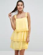 Asos Tiered Lace Detail Sundress - Yellow