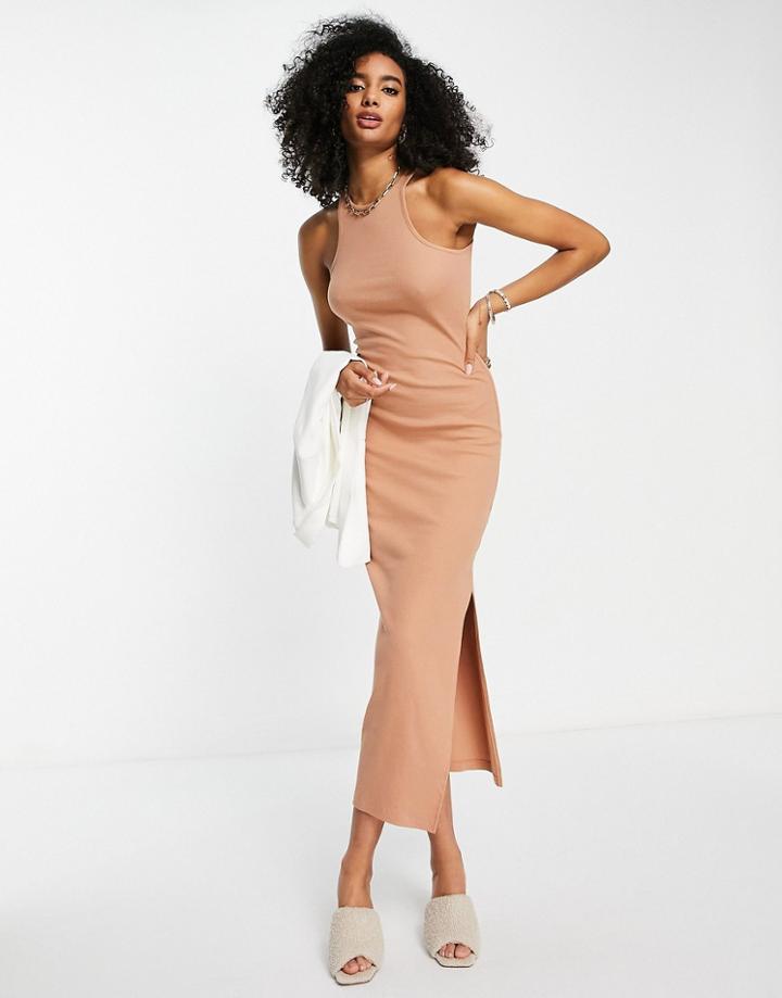 French Connection Rasha Midi Racer Back Dress In Tawny Birch-neutral