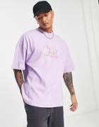 Topman Extreme Oversized T-shirt With Brooklyn Print In Lilac-purple