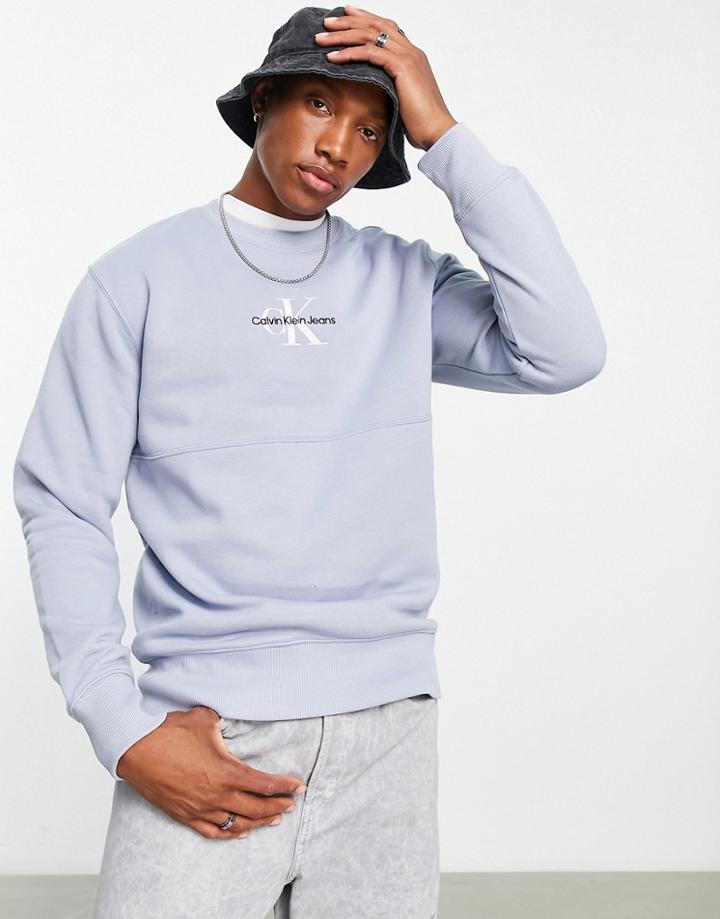 Calvin Klein Jeans Monogram Logo Sweatshirt In Blue
