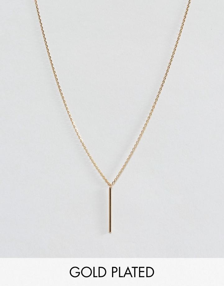 Dogeared Gold Plated Balance Vertical Tube On Beaded Chain Necklace - Gold