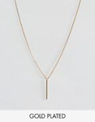 Dogeared Gold Plated Balance Vertical Tube On Beaded Chain Necklace - Gold