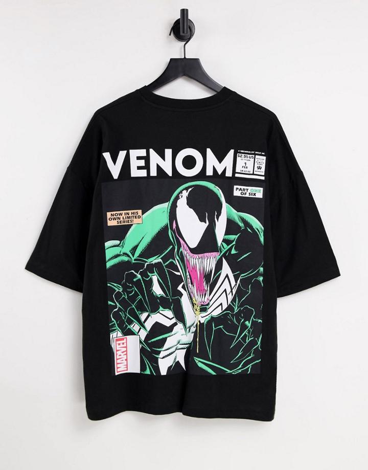 Asos Design Oversized T-shirt With Venom Print In Black