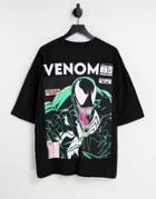 Asos Design Oversized T-shirt With Venom Print In Black
