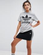 Adidas Originals Gray Trefoil Boyfriend T-shirt - Gray