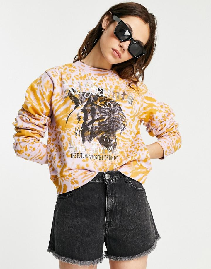 Allsaints Tiger Print Sweatshirt In Pink