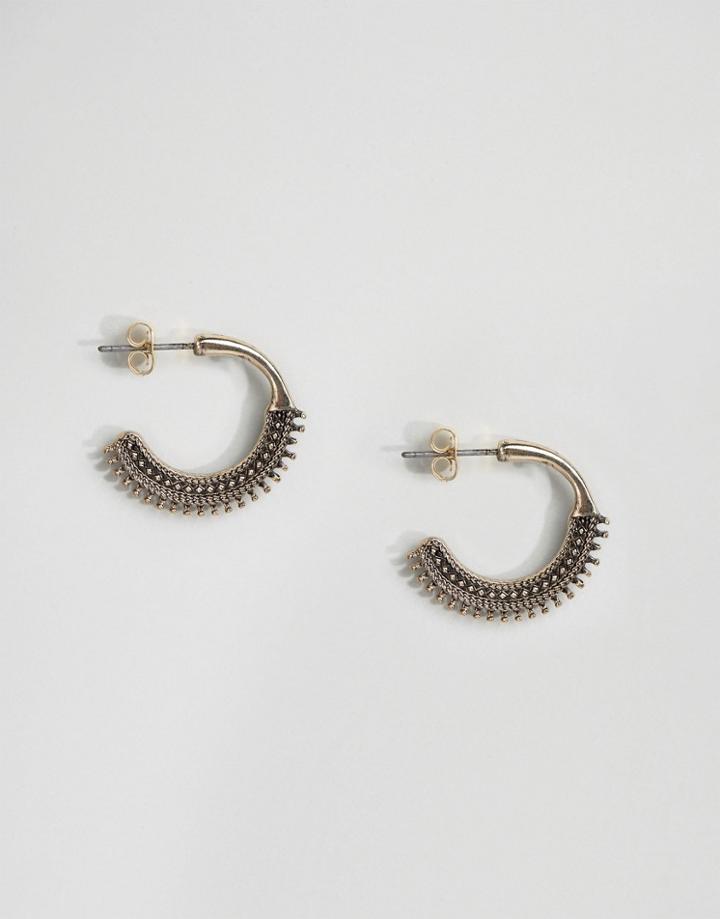 Limited Edition Open Patterned Hoop Earrings - Gold