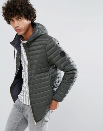 Clean Cut Copenhagen Quilted Zip Through Down Harrington Jacket - Green