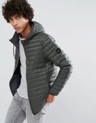 Clean Cut Copenhagen Quilted Zip Through Down Harrington Jacket - Green