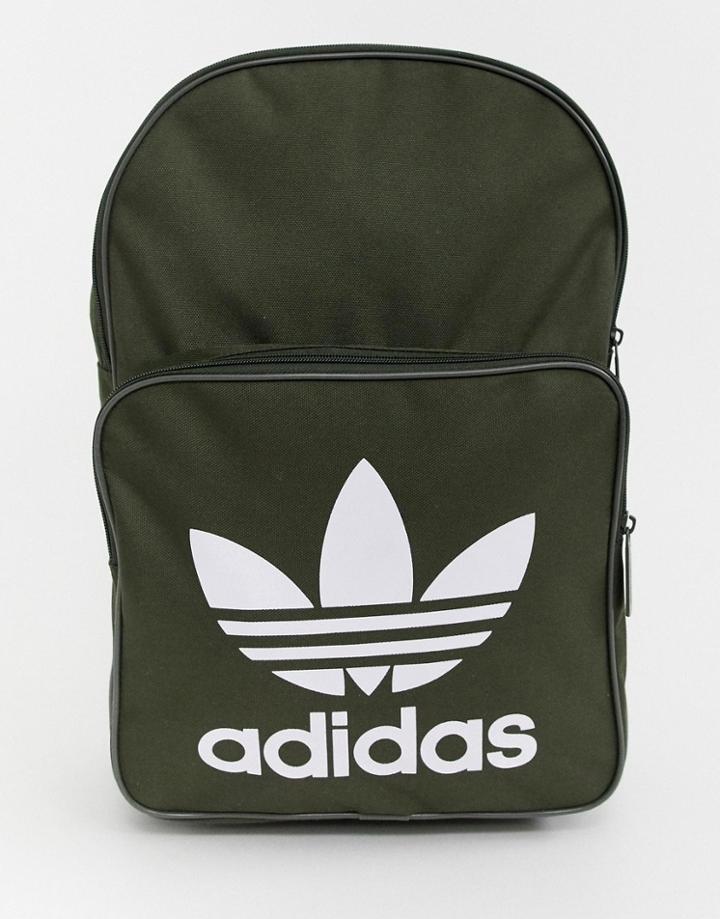 Adidas Originals Trefoil Backpack In Khaki - Green