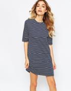 Asos Navy And White Stripe Tunic Dress - Navy Stripe