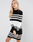 Jdy Lattie Stripe Long Sleeve Dress - White