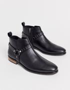 Depp London Leather Western Chelsea Boot In Black