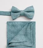 Asos Design Textured Bow Tie & Pocket Square In Mint