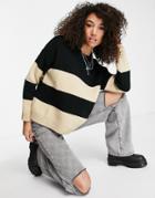 Asos Design Oversized Sweater In Stripe Pattern In Black