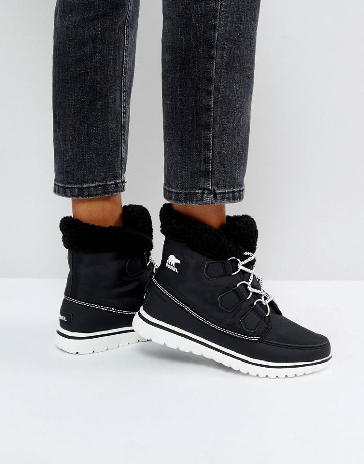 Sorel Cozy Carnival Black Waterproof Flat Boots - Black