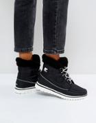 Sorel Cozy Carnival Black Waterproof Flat Boots - Black