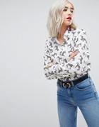 Asos Blouse In Zebra In Heels Print - Multi