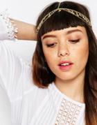 Asos Feather Charm Crown Headband - Gold