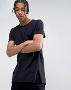 New Look Longline T-shirt With Distressing In Black - Black
