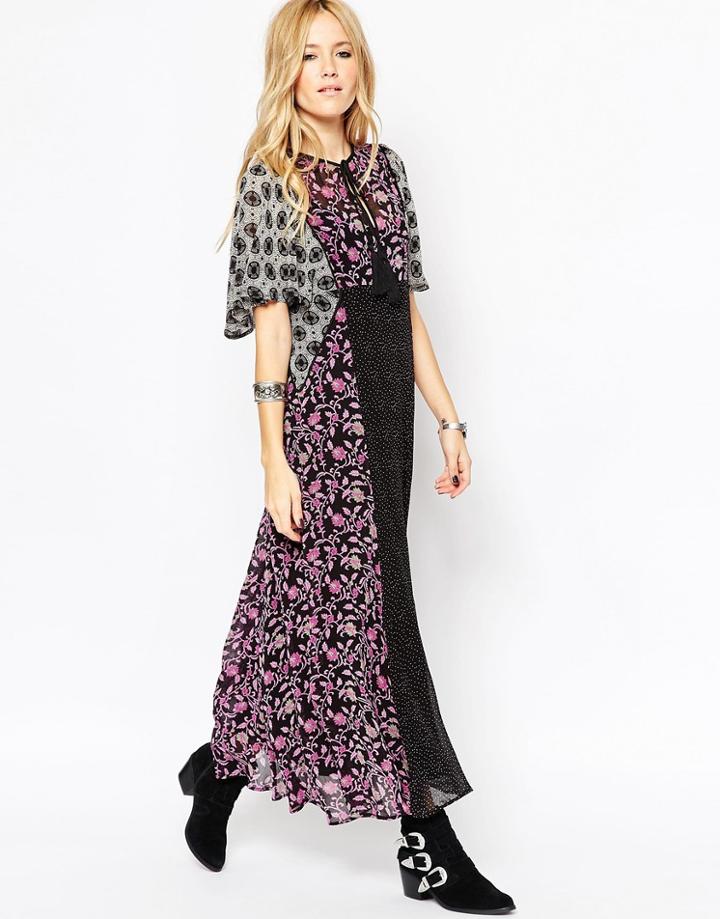 Asos Maxi Dress In Mixed Print - Print