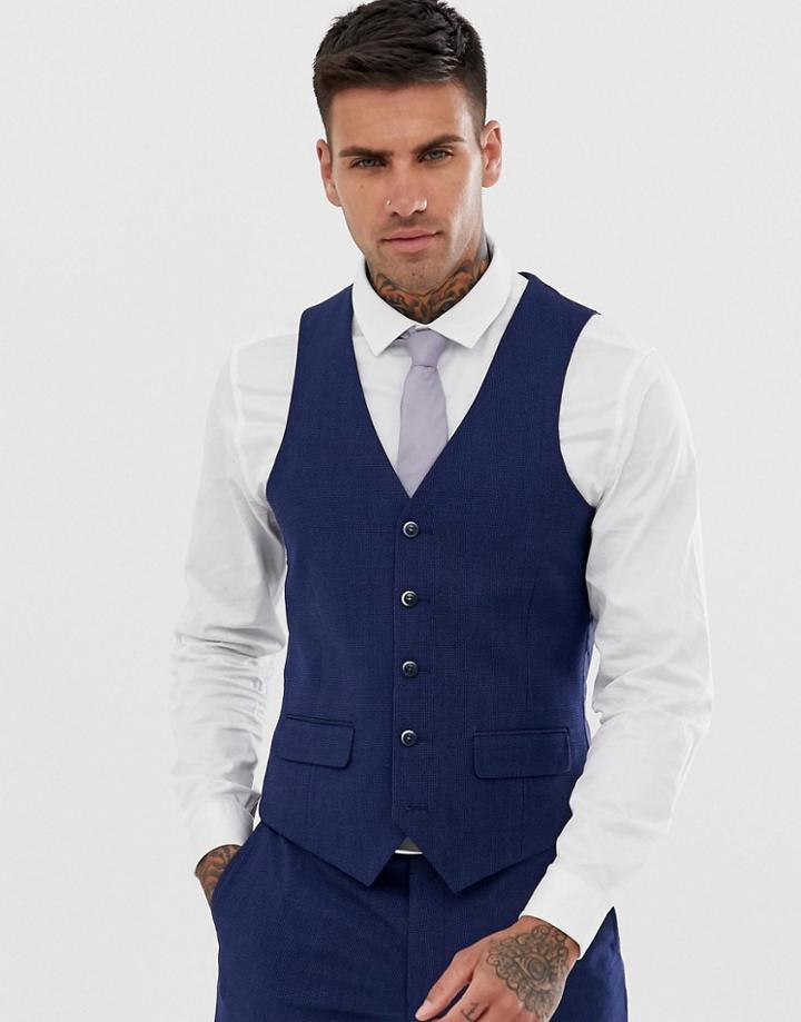 Harry Brown Slim Fit Semi Plain Navy Suit Vest - Navy