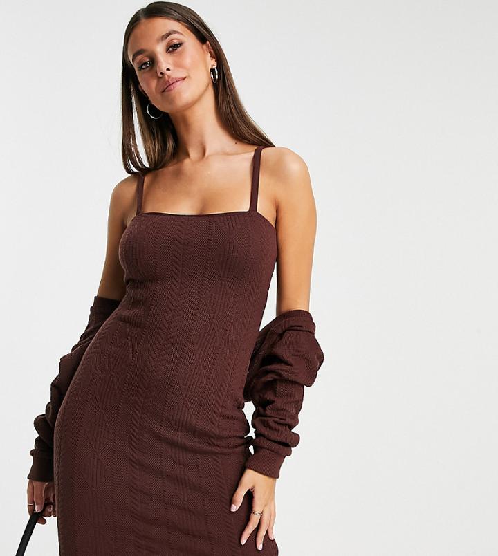 Asos Design Tall 2-in-1 Mini Dress With Cardigan In Brown