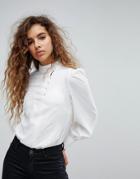 Fashion Union Blouse With High Neck And Embroidered Detail - White