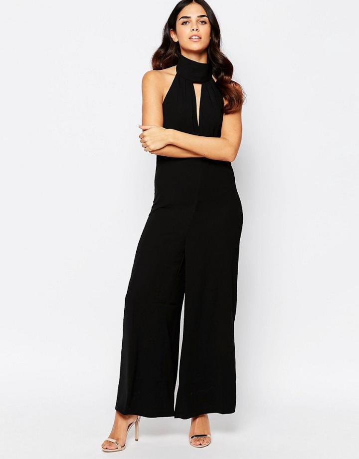 Never Fully Dressed Halterneck Jumpsuit With Cut Out Detail - Black